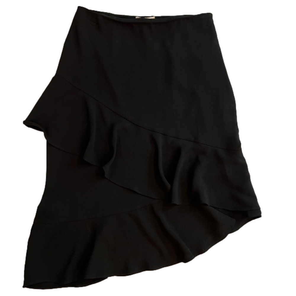le Lis asymmetrical black ruffle skirt, Size L. NWT